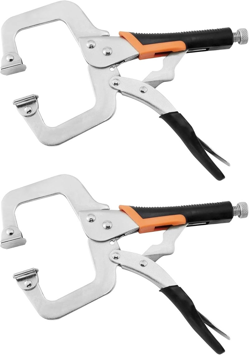 SOLUDE 14-Inch C-Clamp Locking Pliers,Heavy Duty Vise Grip Welding Clamp With Swivel Pads for Woodworking,Home,Metalworking,Auto Repair(2 Pack) - Image 1